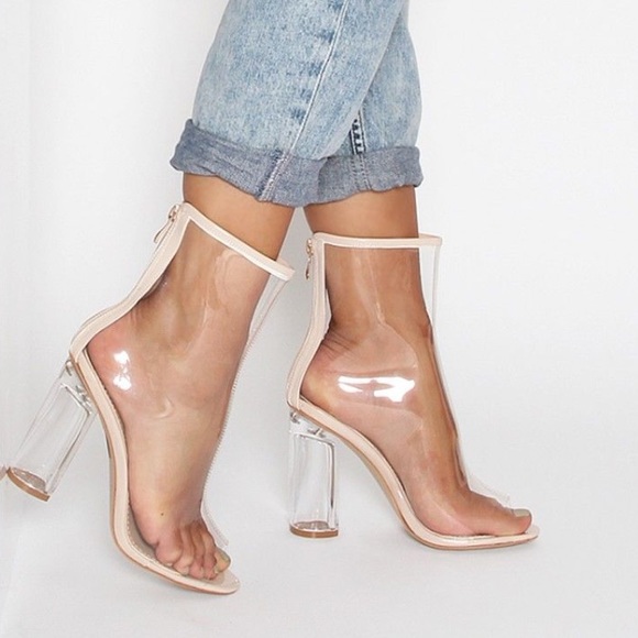 Anthropologie Shoes - 🎀Simmi Like New Clear Nude Peep Toe Booties🎀